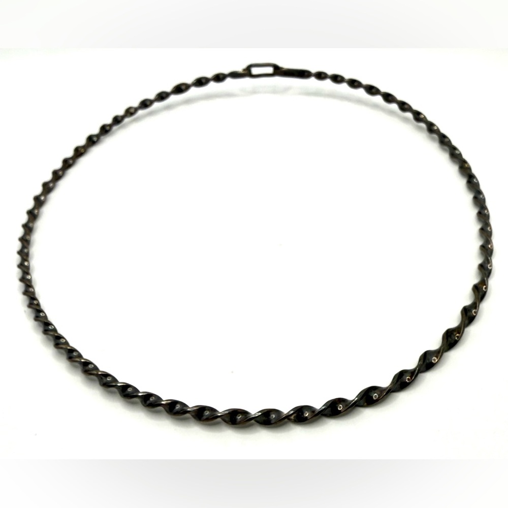 Vintage Mexican Sterling Silver Twisted Collar Necklace 925 Mid-Century Modern - Picture 6 of 11